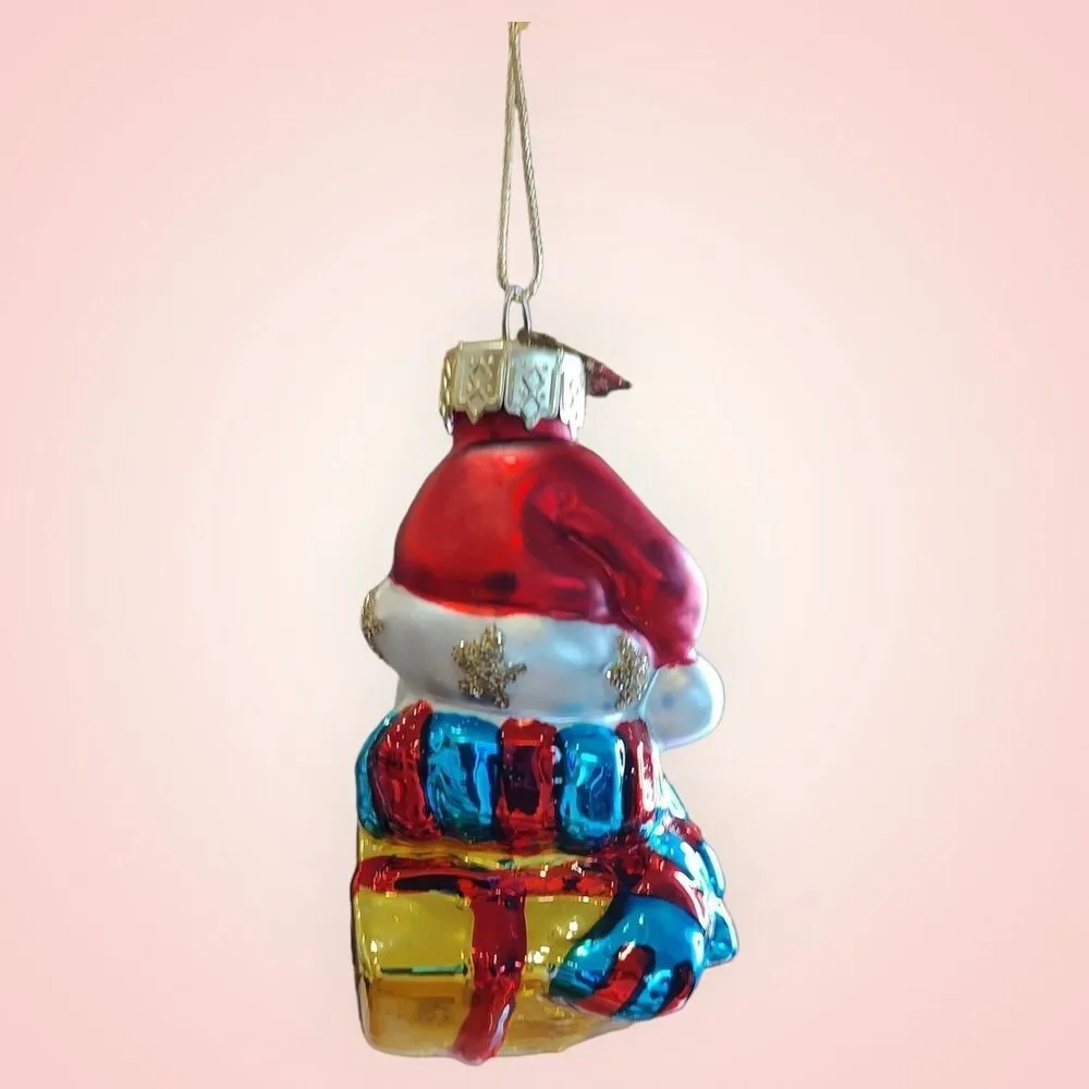 Baby Smiley Santa Snowman Scarf Present Gift Hand Blown Glass Ornament Pacconi